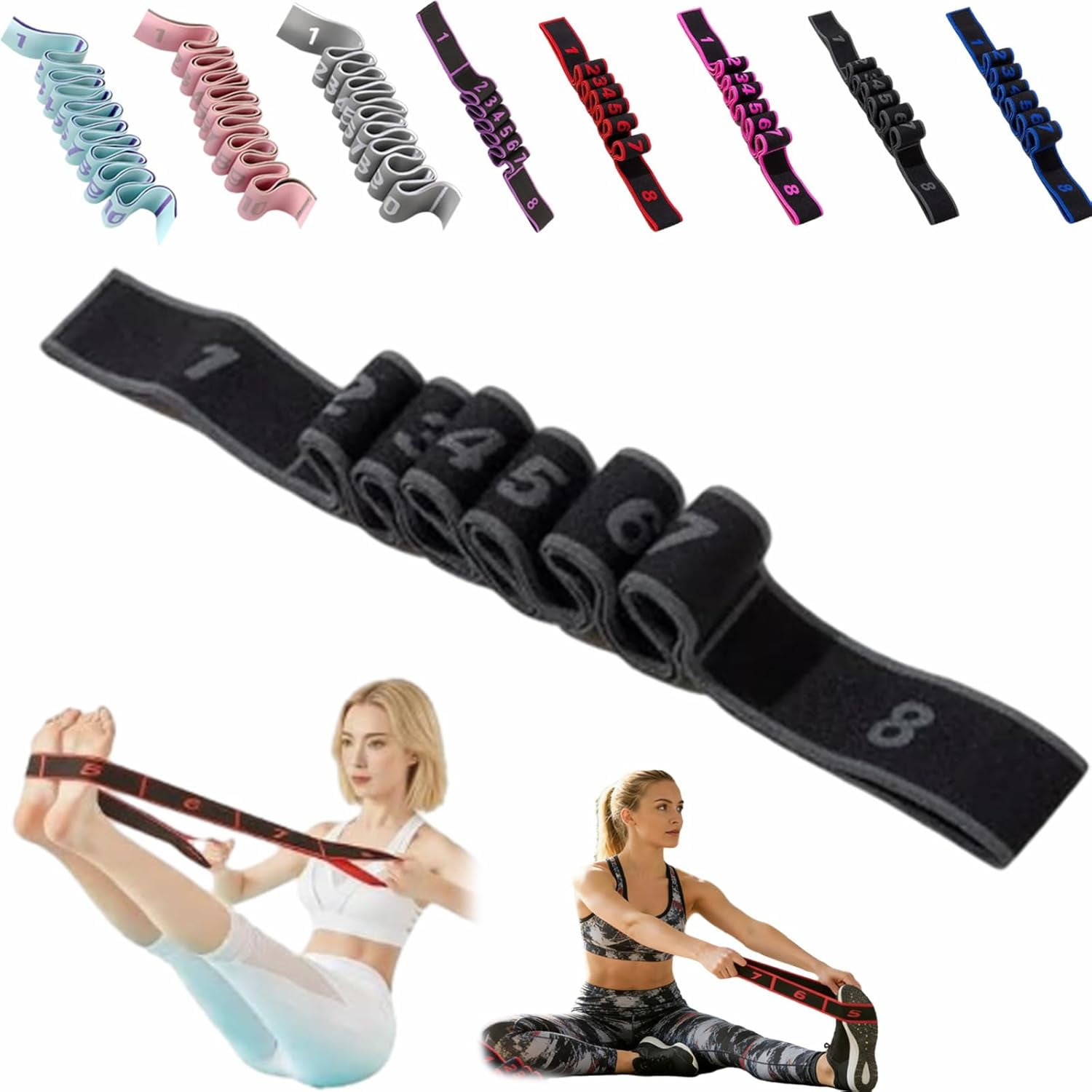 Fitness Resistance Bands with Handles, Adjustable Exercise Bands for Stretching Yoga, Full Body Training Puller for Home Gym