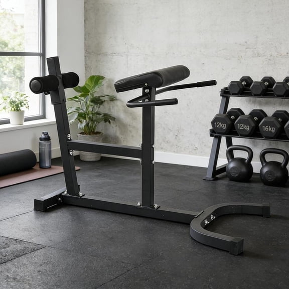 Fitness Roman Chair Back Extension Machine, Adjustable Hyperextension Bench, Soft Durable Padding, Non-Slip Footplate, Adjustable Height, Home Gym Exercise Equipment
