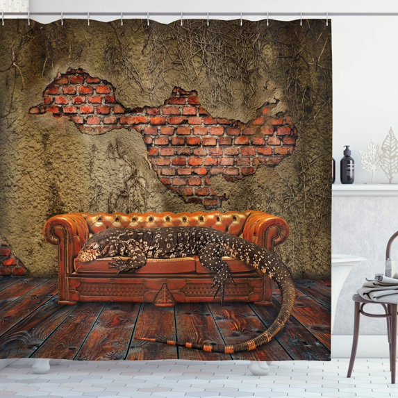 Fitness Shower Curtain, Sports Affirmation Positive Words Typography Design Sneakers, Cloth Fabric Bathroom Decor Set with Hooks, Orange Yellow Black