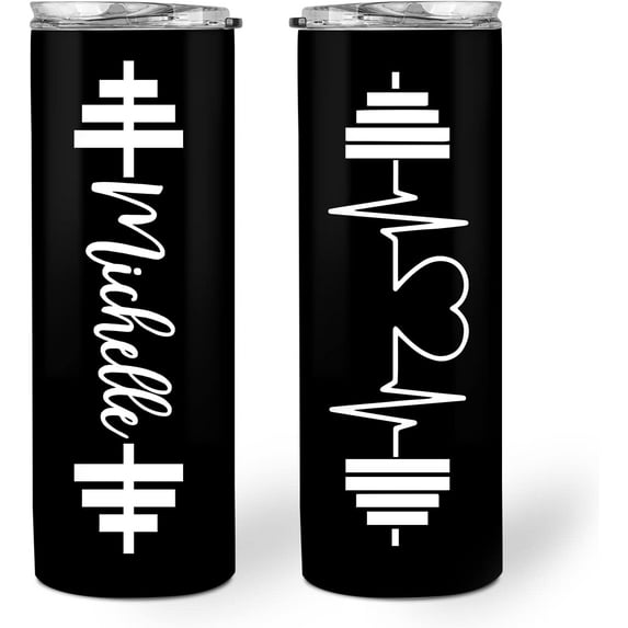 Fitness Skinny Tumbler Gifts for Men Women - Unique Birthday Gifts for Workout Gym Lover PT - Inspirational Barbell Custom Name 20oz Stainless Steel Skinny Tumbler (Color 3)