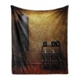 thumbnail image 1 of Fitness Soft Flannel Fleece Blanket, Gym Room with Equipments Dumbbells Work out Concept 3D Digital Print, Cozy Plush for Indoor and Outdoor Use, 50" x 60", Black Redwood Pale Brown, by Ambesonne, 1 of 5