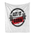thumbnail image 1 of Fitness Soft Flannel Fleece Blanket, Let It Burn Gym Workout Strong Training Motivation Active Healthy Life Grunge, Cozy Plush for Indoor and Outdoor Use, 70" x 90", Red Black White, by Ambesonne, 1 of 6