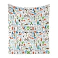 thumbnail image 1 of Fitness Soft Flannel Fleece Blanket, Sports and Diet Balance Nutrition Bicycle Organic Fresh Food Poultry Juice Vitality, Cozy Plush for Indoor and Outdoor Use, 60" x 80", Multicolor, by Ambesonne, 1 of 5