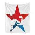 thumbnail image 1 of Fitness Soft Flannel Fleece Throw Blanket, Athlete Bodybuilder Silhouette in a Star Shape Powerful Muscular Male Biceps, Cozy Plush for Indoor and Outdoor Use, 50" x 60", Red Blue White, by Ambesonne, 1 of 6