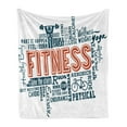 thumbnail image 1 of Fitness Soft Flannel Fleece Throw Blanket, Health Related Words Retro Style Typography Active Lifestyle, Cozy Plush for Indoor and Outdoor Use, 50" x 60", Orange Dark Blue White, by Ambesonne, 1 of 6
