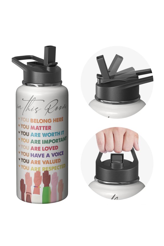 Fitness Solution 32oz Holiday gifts Themed Water Bottle Triple Walled Insulated Stainless Steel With Straw Leak Proof