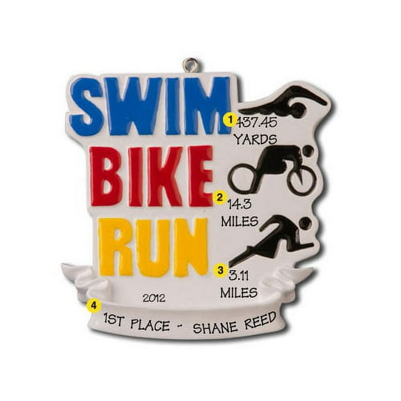 Fitness Swim, Triatholon, Bike, Run Personalized Christmas Ornament DO-IT-YOURSELF