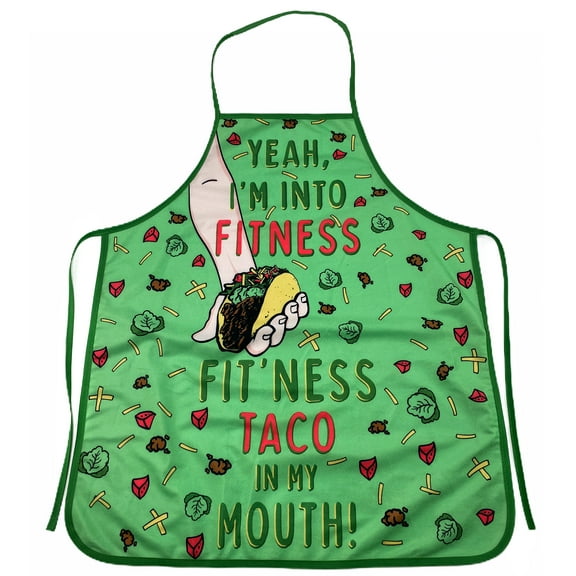 Fitness Taco Funny Kitchen Apron and Oven Mitts Humorous Gym Graphic Novelty Cooking Accessories