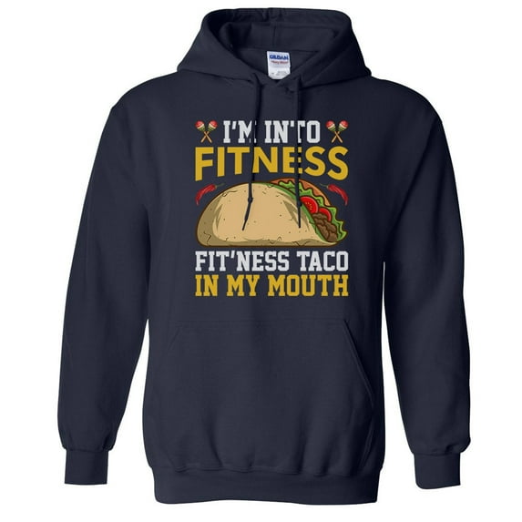 Fitness Taco in My Mouth Hoodie Sweatshirt Unisex X-Large Navy