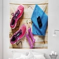 thumbnail image 1 of Fitness Tapestry, Gymnasium Theme Women's Running Shoes and Dumbbells Equipment for Training Image, Fabric Wall Hanging Decor for Bedroom Living Room Dorm, 5 Sizes, Multicolor, by Ambesonne, 1 of 1