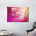 thumbnail image 1 of Fitness Tapestry, Typographic Design with Be Active Be Healthy Be Happy Motivational Quote, Wall Hanging for Bedroom Living Room Dorm Decor, 60W X 40L Inches, Fuchsia White Peach, by Ambesonne, 1 of 2