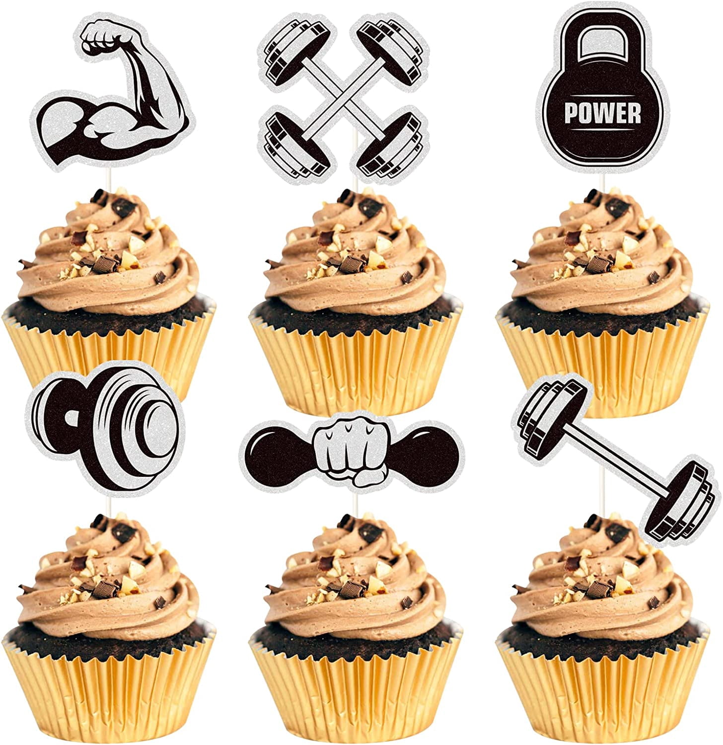Fitness Themed Birthday Party Cake Decorations - Gym Workout Cupcake ...