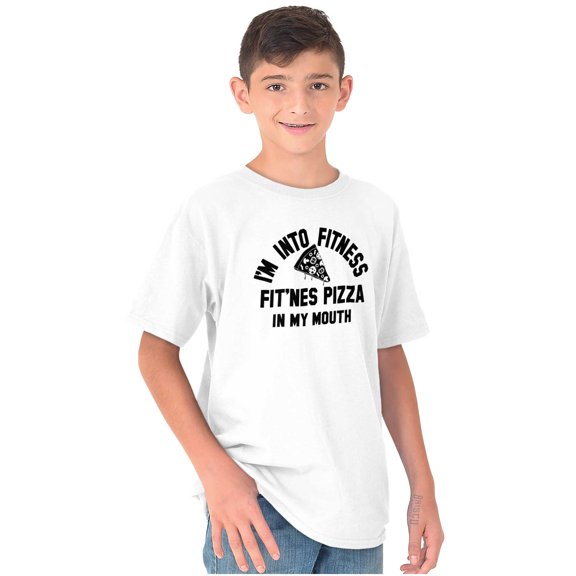 Fitness This Pizza Foodie Gym Workout Crewneck T Shirts Boy Girl Teen Brisco Brands S