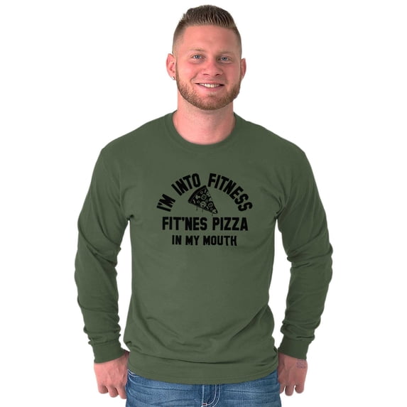 Fitness This Pizza Foodie Gym Workout Long Sleeve TShirt Men Women Brisco Brands X