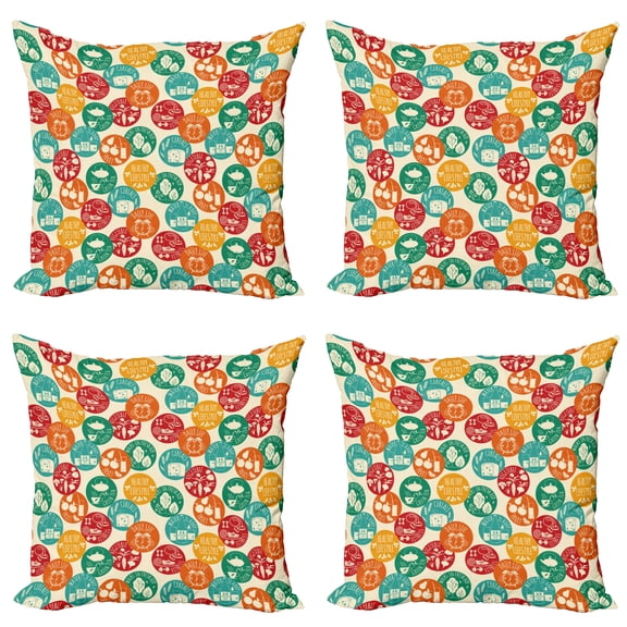Ambesonne Fitness Throw Pillow Cover 4 Pack, Colorful Spots Sports Life, 20", Multicolor