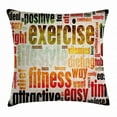 thumbnail image 1 of Fitness Throw Pillow Cushion Cover, Grungy Framework with Different Words Healthcare Concept Diet Endurance Exercising, Decorative Square Accent Pillow Case, 16 X 16 Inches, Multicolor, by Ambesonne, 1 of 2
