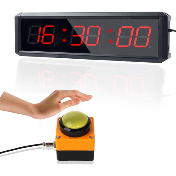 Fitness Timer with Stopwatch Button, Suitable for School/exam/Home Exercise/Gym/Gym Electronic (1.5 inch six-Digit All-red)