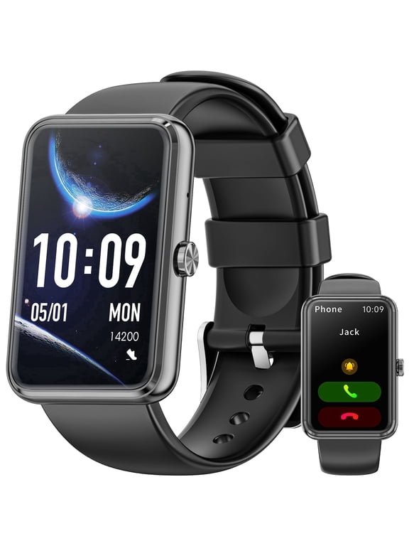 Fitness Tracker, 1.57inch Smartwatch for Men and Women, Gits for Android and iPhone Devices, Pedometer/Bluetooth Calls (Make/Receive), 50+ Exercise Modes, Fitness Watch Gift (Black)