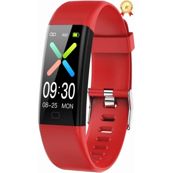 Fitness Trackers Smart Temperature Monitoring Bracelet Activity Tracker with Heart Rate Monitor 51 Different Exercise Modes Fever Warning, Heart Rate, Sleep Pedometer Watch for Women Men (Red)