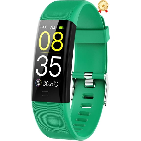 Fitness Trackers Smart Temperature Monitoring Bracelet Activity Tracker with Heart Rate Monitor 51 Different Exercise Modes Fever Warning, Heart Rate, Sleep Pedometer Watch for Women Men (Green)