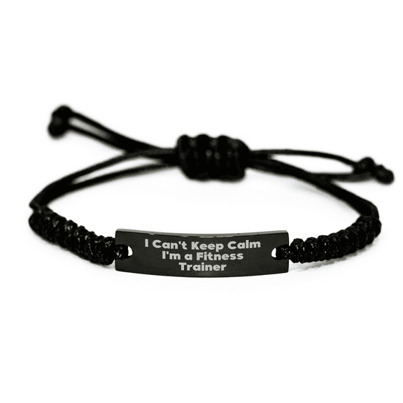 Fitness Trainer Gifts from Friends to Fitness Trainers, Funny Quote Rope Bracelet for Graduation, I Can't Keep Calm I'm A Fitness Trainer, Adjustable Black Rope Jewelry