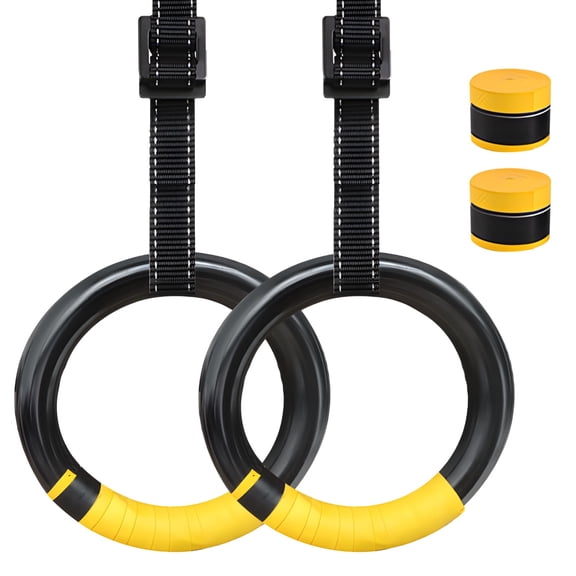 Fitness Training Rings for Home Gym, Gymnastic Workout Pull Ups Equipment, Adjustable Straps, Slip-Resistant Grip Exercise, Strength Equipment for Functional Training