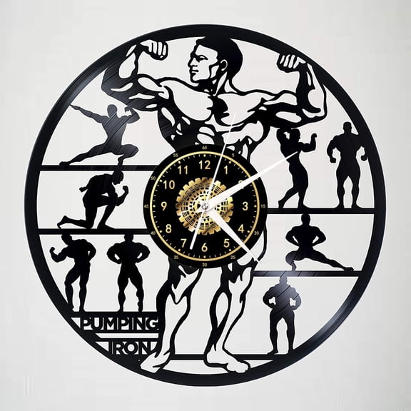 Fitness Vinyl Record Wall Clock Gifts 12Black Wall Clock Unique Gifts for Men Women for Birthday Wall Decor