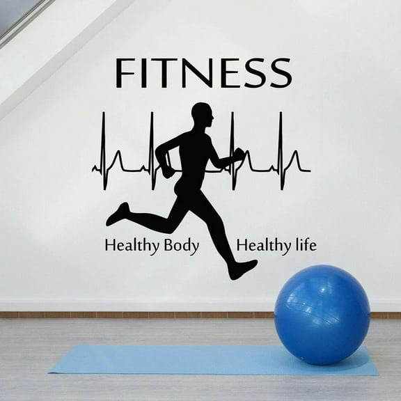 Fitness Vinyl Wall Decal Healthy Body Life Running Sports Stickers Mural Home Gym Wall Decoration Posters Garage Mural 80x80cm