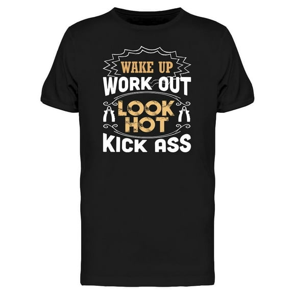 Fitness Wake Up Work Out T-Shirt Men -Image by Shutterstock, Male XX-Large