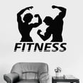 thumbnail image 1 of Fitness Wall Decal Couple Muscle Bodybuilding Gym Interior Decoration Window Vinyl Stickers Posture Mural Removable 74x83cm, 1 of 4