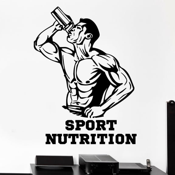 Fitness Wall Sticker Sport Nutrition Bodybuilding Bodybuilder Muscle Wall Vinyl Decal for Gym Man Cave Bedroom Decoration 30x40cm
