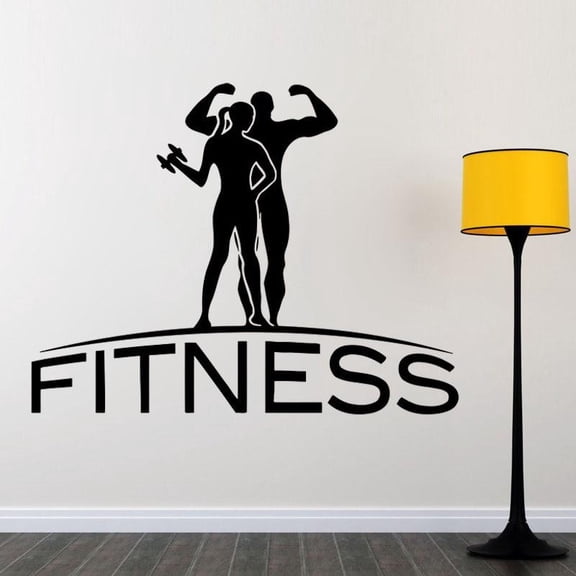 Fitness Wall Sticker Sports Gym Wall Decals Home Decor Removable Wall Art Vinyl Murals Living Room Bedroom Decoration 75x58cm