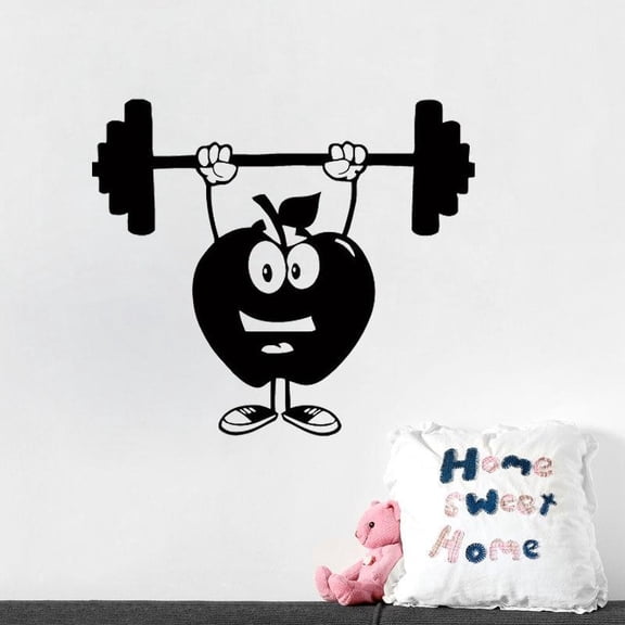 Fitness Wall Stickers Kids Bedroom Creative Apples With Crossbar Wall Decals Adhesive Waterproof Vinyl 33x30cm