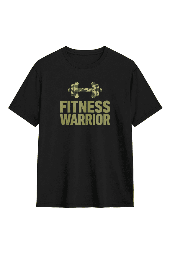 Fitness Warrior Camo Retro Graphic Tee for Men, Fun Gym Cotton Short Sleeves T-Shirt