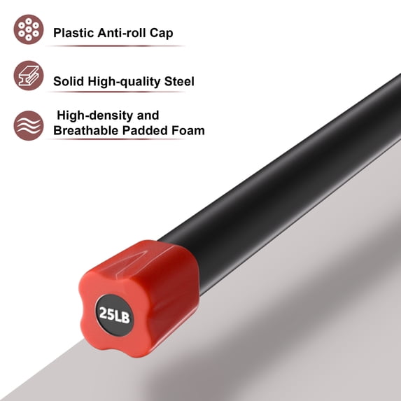 Fitness Weighted Bar for Home Workouts, Aerobics, Yoga & Pilates – Steel Core, Multiple Weight Options