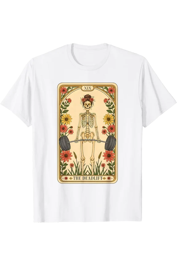 Fitness Workout Gym Weightlifting The Deadlift Tarot Card T-Shirt Size S-5XL