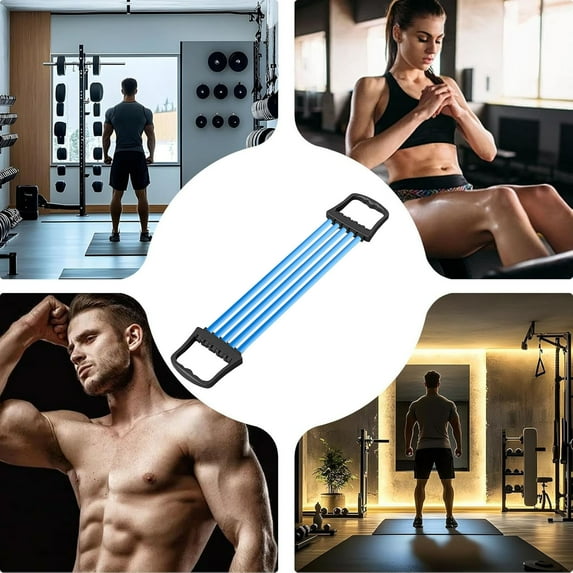 Fitness & Yoga Fitness Elastic Rope | Adjustable Chest Expander Arm Exerciser with 5 Spring Resistance Bands for Home Workouts and Muscle Training
