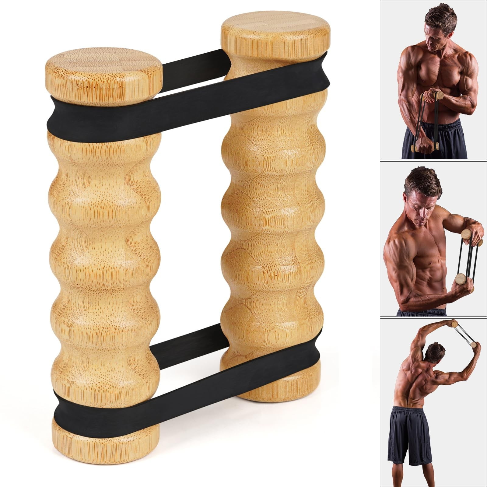 Fitness & Yoga Rip Stick Efficient Upper Body Workout Home Gym Adjustable Resistance Bands with Wooden Handles for Joint-Friendly Exercise 8 Bands Included