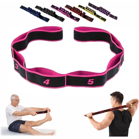 Fitness resistance band, 8-loop numbered elastic stretch band, adjustable exercise band suitable for Pilates, dance, hamstring and full-body workouts.