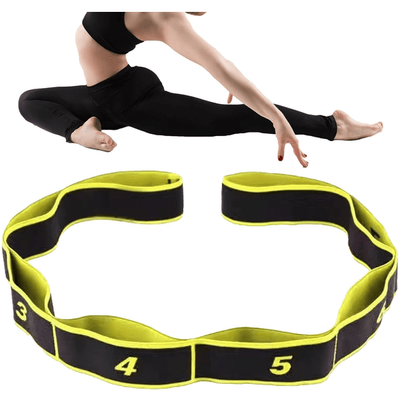 Fitness resistance band, 8-ring elastic stretching band, adjustable exercise band, suitable for Pilates, dance, hamstring and full-body workouts.