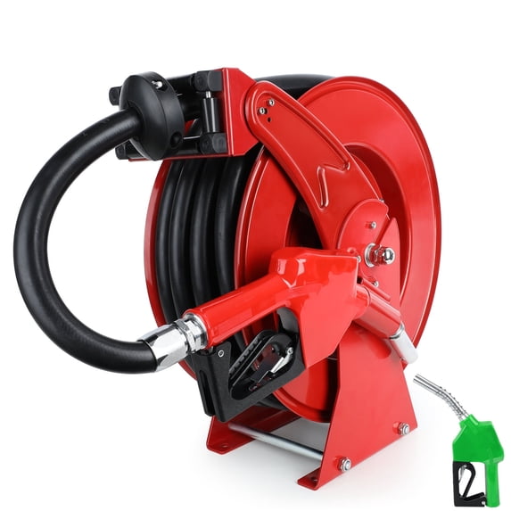 Fitnet Diesel Fuel Hose Reel Retractable, 3/4" x 50', Spring Driven Auto Swivel 300 PSI