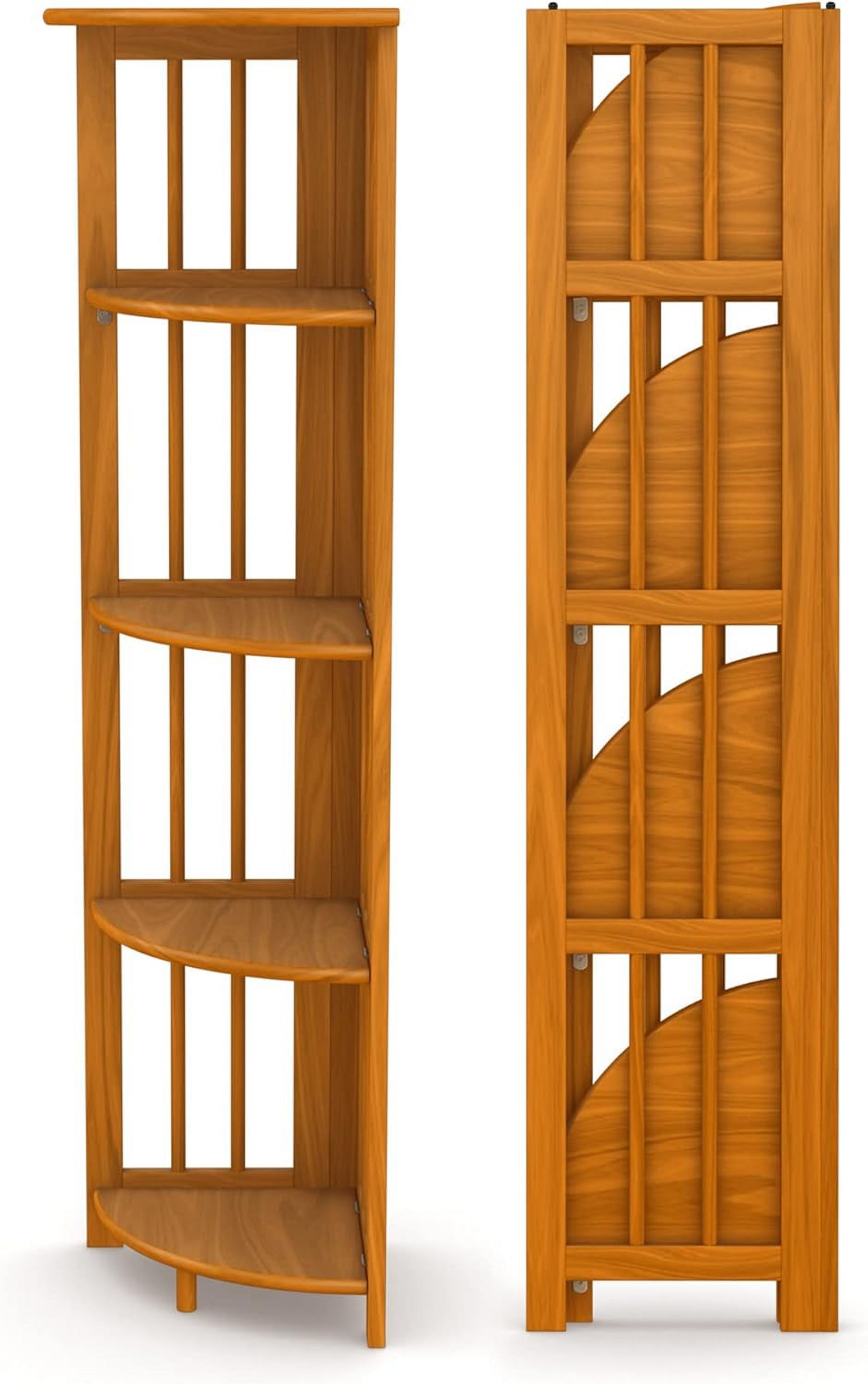Fitniz Folding Corner Bookshelf Oak Wood Finish 51X12.5X12.5 Inches