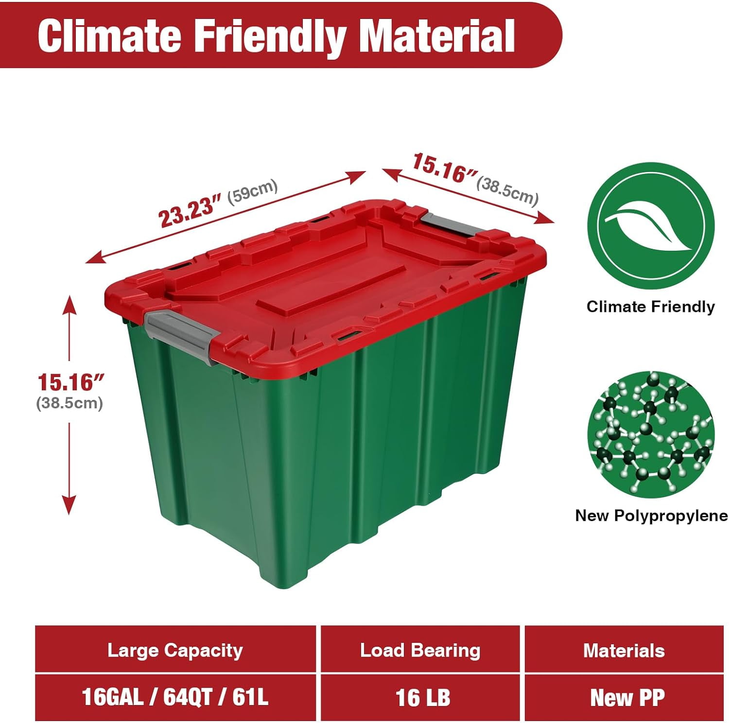 Fitniz V12 Christmas Storage Bins With Lids Heavy Duty, 16 Gal Large