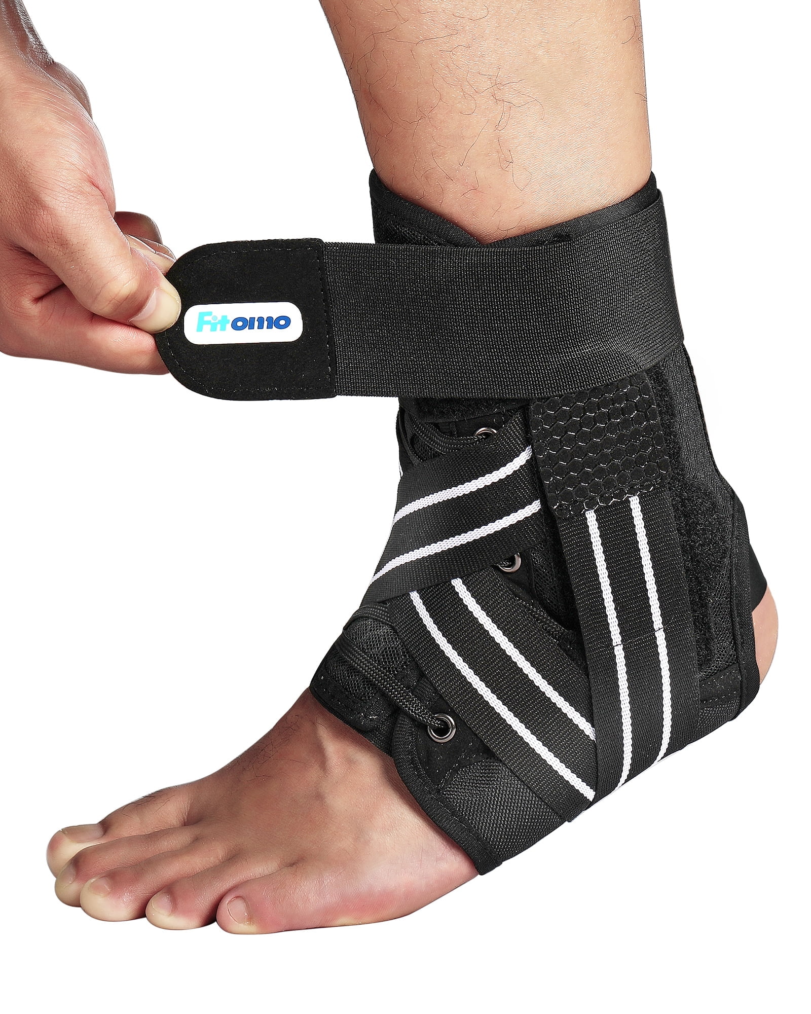 Fitomo Ankle Brace, Quick Lace up Brace for Women Men with Removable Side Splints Size S