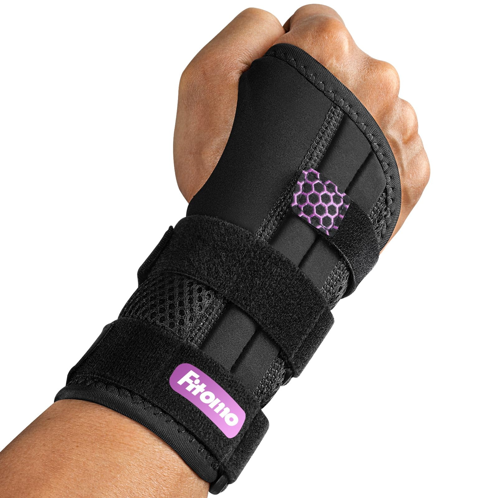 Carpal Tunnel Wrist Brace Night Support with 3 Metal Splints for