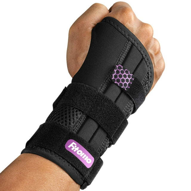 Carpal Tunnel Wrist Brace Night Support with 3 Metal Splints for
