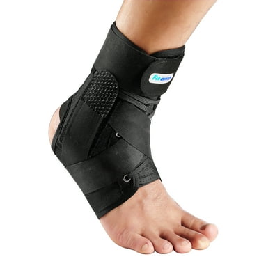 Fitomo Quick Lace Up Ankle Brace for Women Men with Removable Side Splints, Adjustable Ankle Support for Sprained Ankle Injury Recovery, Ankle Stabilizer for Basketball Volleyball Tennis, 1 Unit