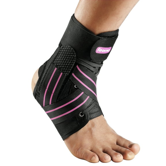 Fitomo Quick Lace Up Ankle Brace for Women Men with Removable Side Splints, Adjustable Ankle Support for Sprained Ankle Injury Recovery, Ankle Stabilizer for Basketball Volleyball Tennis, 1 Unit