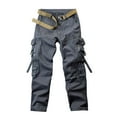 thumbnail image 1 of Fitoron Men's Cargo Pants, Fall Winter with Pockets Casual Elastic Waist Full Length Pants for Men Dark Gray, 1 of 7
