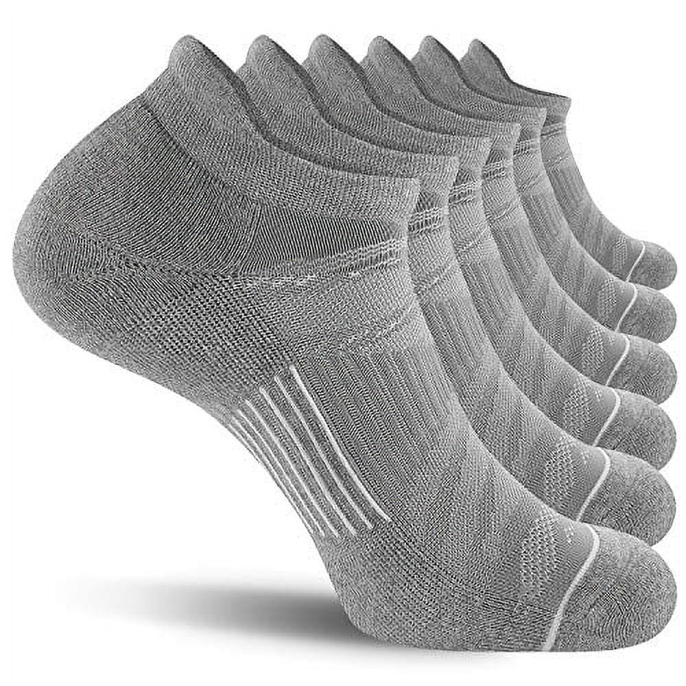 Fitrell 6 Pack Men's Ankle Running Socks Low Cut Cushioned Athletic ...